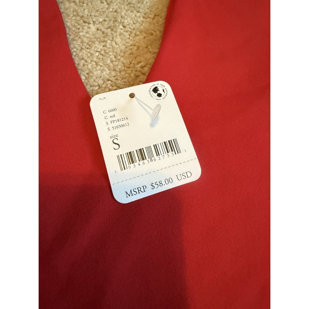 NWT Free People Keep It Sleek Duo Bodysuit Sleeveless Plunge Pointsetta Sz Small - Picture 4 of 8